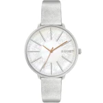MINET MWL5140 - PRAGUE Silver Flower - Damski - Zegarek na pasku skórzanym