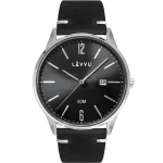 LAVVU LWM0085 - Karlstad Black - Męski - Zegarek na pasku skórzanym