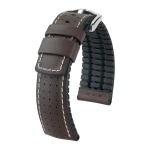 HIRSCH Tiger L - BRĄZOWY/Czarny - 18mm - Skórzano-kauczukowy pasek do zegarka