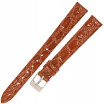 HORIDO 0117 - ŚREDNI BRĄZ - 12mm - Skórzany pasek do zegarka o strukturze Krokodyla