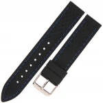 HORIDO 0015 - CZARNY/Niebieski - 18mm - Silikonowy pasek do zegarka