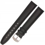 HORIDO 0077L - CZARNY - 18mm - Skórzany pasek do zegarka o strukturze Gładkiej