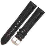 HORIDO 0065 - CZARNY - 18mm - Skórzany pasek do zegarka o strukturze Jaszczurki