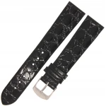HORIDO 0117 - CZARNY - 19mm - Skórzany pasek do zegarka o strukturze Krokodyla