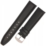 HORIDO 0077 - CZARNY - 20mm - Skórzany pasek do zegarka o strukturze Gładkiej