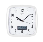 JVD DH615.4 - 25,5x25,5cm - BIAŁY - Zegar ścienny z cyfrowym datownikiem
