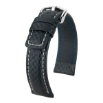 HIRSCH Carbon L - CZARNY - 22mm - Skórzany pasek do zegarka