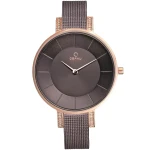 OBAKU V158LEVNMN - Lun Walnut - Damski - Zegarek na bransolecie mesh