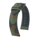 HIRSCH John L - ZIELONY/Czarny - 20mm - Gumowo-kauczukowy pasek do zegarka