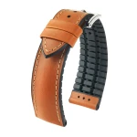 HIRSCH James L - ZŁOTOBRĄZOWY/Czarny - 20mm - Skórzano-kauczukowy pasek do zegarka