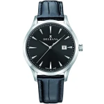 DELBANA Como - Silver/Black - Męski - Zegarek kwarcowy