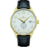 DELBANA Retro - Gold/Silver - Męski - Zegarek na pasku skórzanym