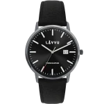 LAVVU LWM0263 - Copenhagen Titanium Black - Męski - Zegarek na pasku skórzanym