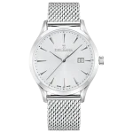 DELBANA Como - Silver/Silver - Męski - Zegarek na bransolecie mesh