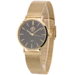FUJI Time L7127QG - BLACK - Damski - Zegarek kwarcowy na bransolecie mesh