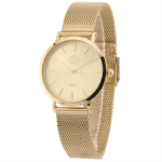 FUJI Time L7127QG - GOLD - Damski - Zegarek kwarcowy na bransolecie mesh