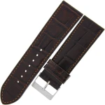 LAVVU Croco LSJUC24 - 24mm - CIEMNY BRĄZ - Skórzany pasek do zegarka